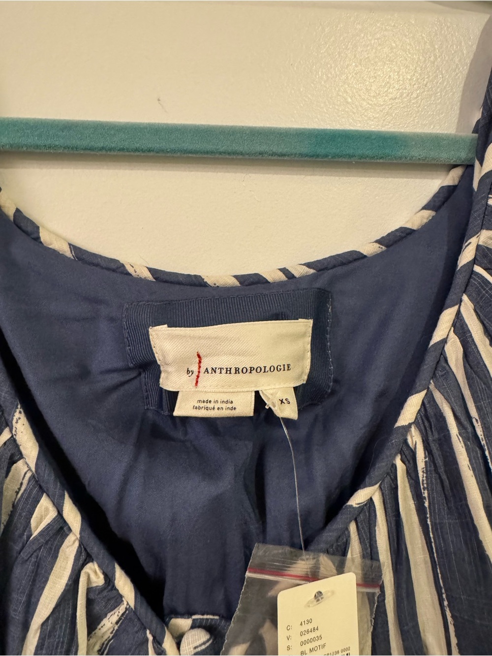 Anthropologie Navy and White Striped Button-Front Maxi Dress - Picture 4 of 6